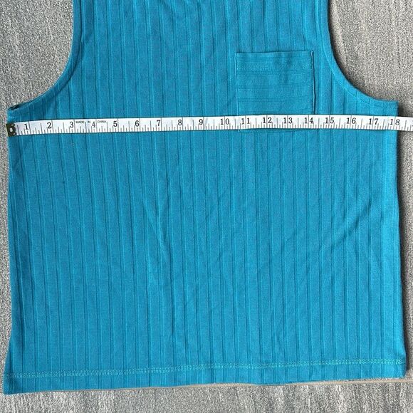 NWT Chaser Relaxed Fit Poor Boy Wide Rib Sleeveless Pocket Tank Turquoise Small - Picture 8 of 10